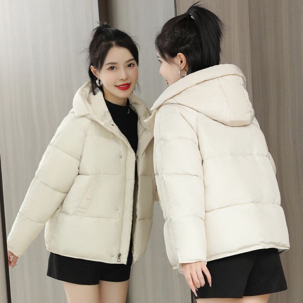 Women's Puffer Jacket With Hood - Oversized Korean-Style Winter Coat, Lightweight Quilted Polyester Outerwear_ecoleips.com