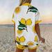 Women's Resort Style Printed Collared Shirt And Shorts Set Short Sleeve Summer Outfit_ecoleips.com