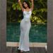 Spring/Summer Solid Color Patchwork Long Dress Women's Cool Elegant White Moonlight Style Spaghetti Strap Tie Waist Slim Fit_ecoleips.com