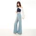 Early Spring Style Loose-fitting, Non-tight-fitting Light-colored Women's Jeans With A Slight Flare, High-waisted,_ecoleips.com
