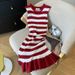 Women's Clothing Women's Summer New Sleeveless Striped Slim Vest Skirt Fishtail Dress Knitted Skirt Female_ecoleips.com