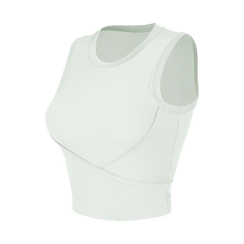 Women's Clothing Shipping Sleeveless Ribbed Sports Vest For Women Running Fitness Elastic Tight Outer Wear Yoga Underwear_ecoleips.com