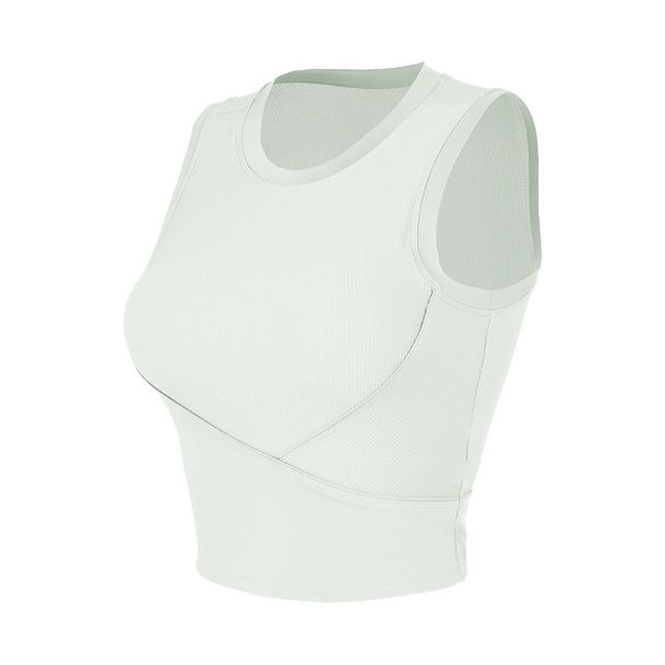 Women's Clothing Shipping Sleeveless Ribbed Sports Vest For Women Running Fitness Elastic Tight Outer Wear Yoga Underwear_ecoleips.com