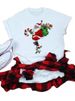 European And American Cross-border Foreign Trade Clothing Christmas Santa Claus Round-neck Printed Women's Short-sleeve_ecoleips.com