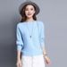 Batwing 2020 Spring And Autumn New Loose College Style Solid Color Pullover Short Long Sleeve Knit Sweater Base Shirt_ecoleips.com
