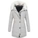 Women's Clothing Winter Warm Cotton Coat With Detachable Faux Fur Hood – Slim Fit, Long Sleeve, Thickened Insulation For Men & Women_ecoleips.com