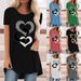 Women's Clothing Valentine's Day Casual Large Size Round Neck Short Sleeve T Shirt_ecoleips.com
