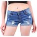 Women's Clothing Ripped Hot Pants Trend White Hem Elastic High Waist Tight Denim Shorts Hot Pants_ecoleips.com