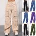 Women's Clothing Casual Fashion Autumn And Winter Solid Color Multi Pocket Workwear Trousers Women_ecoleips.com