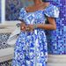 Women's Clothing Spot Women's Summer Hot Sale Fashion Short Sleeved One Shoulder Bohemian Print Dress_ecoleips.com