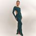 Absobe Backless Bow Long Sleeve Sexy Maxi Dress Women Gown Elegant O Neck High Waist Bodycon Club Party Split Long Dress_ecoleips.com