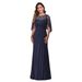 Elegant Lace & Sequin Cocktail Dress, A-Line Mid-Length Formal Gown For Wedding Guest, Party, Evening Occasions_ecoleips.com
