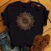 European And American Cross-border Foreign Trade Women's Mandala Flower Round-neck Printed Short-sleeve T-shirt Top_ecoleips.com