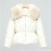 Korean Style Minimalist Quilted Jacket With Faux Fur Collar - Women's Winter Short Padded Coat, Polyester Filling, Stand Collar, Zipper Closure_ecoleips.com