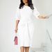 Women's Professional Pencil Skirt - Solid Color Crewneck Office Dress (Summer OL Style, European & American Elegant Fashion)_ecoleips.com
