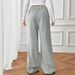 "Casual Drawstring Wide-Leg Pants – Elastic Waist Straight Trousers For Women (S-XL, Polyester, Grey)"_ecoleips.com