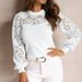 Elegant Lace-Inset Long Sleeve T-Shirt – Breathable Office-to-Evening Blouse For Women_ecoleips.com