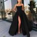 Women's Clothing Dress Performance Costume Sexy Top Slit Long Banquet Host Evening Dress_ecoleips.com