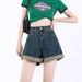 Hot Girl Rolled Hem Denim Shorts For Women, 2026 Summer New Style, Eye-catching, Slimming, Leg-lengthening, Straight_ecoleips.com