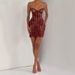 Elegant Short Dress for Women Sexy Hot Girl Lace Striped Strapless Top with Exposed Back And Hips European And American Cross Border Fashion 2026_ecoleips.com