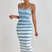 2026 New Women's Fashion Sexy Striped Strap Slimming Long Dress_ecoleips.com