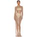 Women's Clothing Sexy Hot Diamond Blouse Mesh Long Sleeve Slit Dress_ecoleips.com