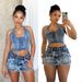 Women's Clothing Summer New Denim Skirt Suit Fashion Design Cross Embroidery Casual Stretch Denim Two Piece Suit_ecoleips.com