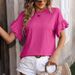 Women's Clothing 2025 Spring Summer New Solid Color Round Neck Ruffle Short Sleeve T-Shirt Top_ecoleips.com