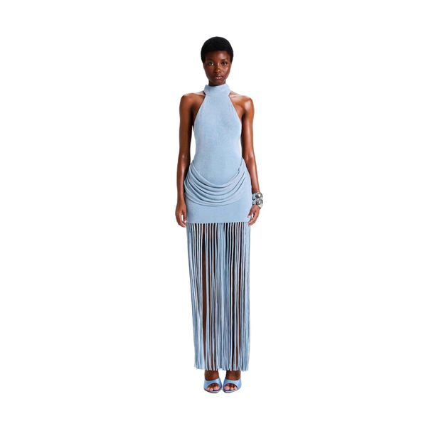 Halter Neck Backless Dress With Fringe – Bodycon Midi Dress For Night Out_ecoleips.com