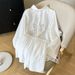 Fashion Women's Summer Two-Piece Set Thin Embroidered Butterfly Long Sleeved Sun Protection Shirt And Casual Shorts_ecoleips.com
