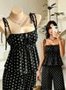 Summer French Polka Dot Tie Waist Camisole Top with Waist Defining Wide Leg Pants European And American Style Women's Clothing Set 2026 New Arrival_ecoleips.com