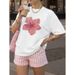 100% Cotton Short Sleeve T-Shirt 2025 Summer New Stylish Floral Print Loose Casual Personality Top_ecoleips.com