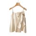 Women's Clothing Plus Size Clothes Large Bow Camisole Drape Vest Backless Faux Silk Gentle Elegant Top Export Style_ecoleips.com