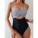 Women's Clothing One Piece Swimsuit Fashion Striped One Piece Swimsuit_ecoleips.com