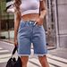 Women's Clothing New Versatile Raw Edge Straight Denim Shorts Casual Shorts_ecoleips.com