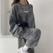 Women's Tie-Dye 2-Piece Loungewear Set, Long Sleeve Crew Neck Sweatshirt & Pants_ecoleips.com