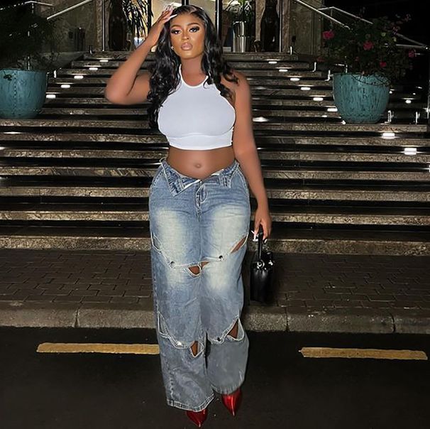 Women's Clothing Casual Women's Jeans Women's Street Fashion Washed Button Closure High Waist Pants_ecoleips.com