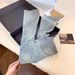 Women's High-Waisted Slim-Fitting Flared Jeans Sparkly Star Rhinestone Detail American Style Petite Spring Horse-Length Pants_ecoleips.com