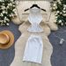 Women's Rhinestone Halter Neck Vest And Bodycon Skirt Two Piece Set Slim Fit Summer Sexy Temperament Cross Border Knit Suit_ecoleips.com