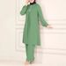Modest Abaya Dress Muslim Dress Women Elegant Muslim Abaya Set With Sequin Accents – Modest Long-Sleeve Top & Wide-Leg Pants (S-XXL, 4 Colors)_ecoleips.com