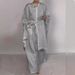 Women's Clothing New Style Casual Loose Solid Color Shirt Suit Wide Leg Pants Two Piece Set_ecoleips.com