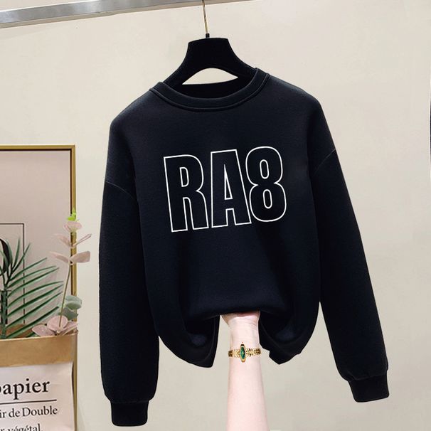 Women's Pure Cotton Sweatshirt 2023 Long Sleeve Thin Style for Spring And Autumn Petite round Neck Thickened Fleece Lined Jacket for Autumn And Winter_ecoleips.com