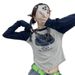 Women's American Style Sweet Sexy Raglan Sleeve Long T-Shirt Letter Print Short Slimming Simple Top_ecoleips.com