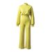 Women's Sexy Wide Leg Pants Summer Solid Color High Neck Backless Long Sleeved Casual Jumpsuit Trousers_ecoleips.com