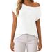 Cross-border European American Style Solid Color Off-shoulder Spring-summer Versatile Sweater, Loose Slimming, Pullover_ecoleips.com