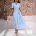 Elegant A-Line Midi Dress With Flowy Skirt – Minimalist V-Neck Dress For Work & Everyday Wear Breathable & Eco-Friendly_ecoleips.com