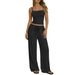 Women's Clothing Women's Spring Summer Casual Wide Leg Pants Set Style Cropped Trousers Camisole Lazy Style_ecoleips.com