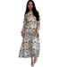 Women's Floral Print Ruffled Dress Round Neck Long Sleeve Gentle Style European American Fashion New Arrival 2024_ecoleips.com