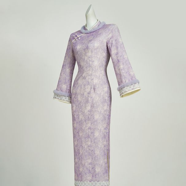 Exquisite Purple Chinese-style Cheongsam, 2025 New Autumn And Winter Model, Modified Young Style With A High-end Feel_ecoleips.com