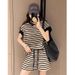 Women's Casual Sports Suit Short Sleeved Puff Sleeves Two Piece Set Slimming Loose Fit for Summer 2024_ecoleips.com